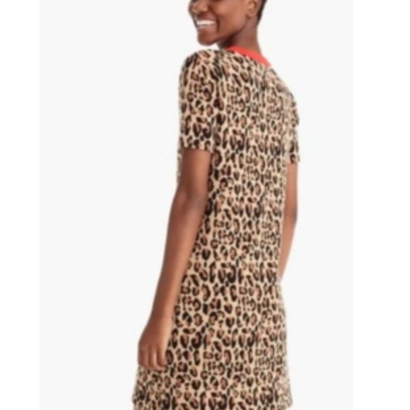 J. Crew Leopard Print Dress with Red Collar - Picture 2 of 9